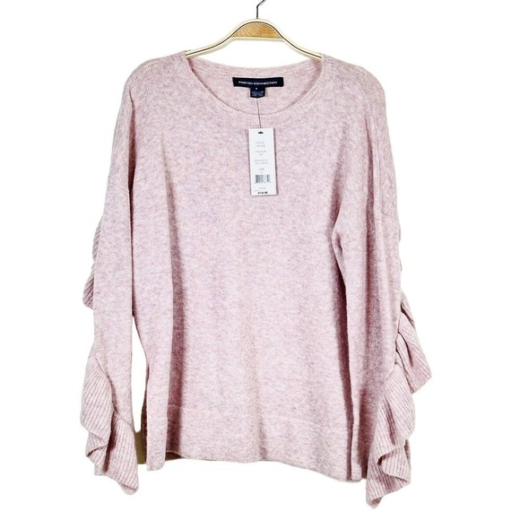 French Connection Emilde Knits Flare Sleeve Frill Pink Jumper Sweater S NWT $138 - Picture 7 of 9